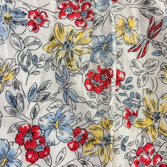 Talbots Womens 10 A Line Midi Skirt Floral Dragonfly Blue White Cottage Garden - Picture 11 of 12